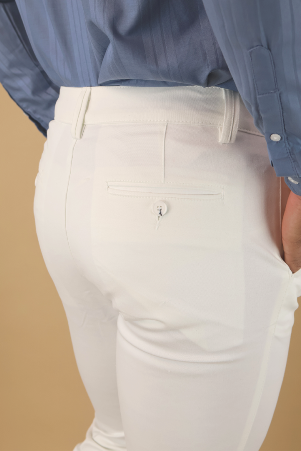 Pantalón Corte Regular Blanco Elegante y Cómodo Para Hombre